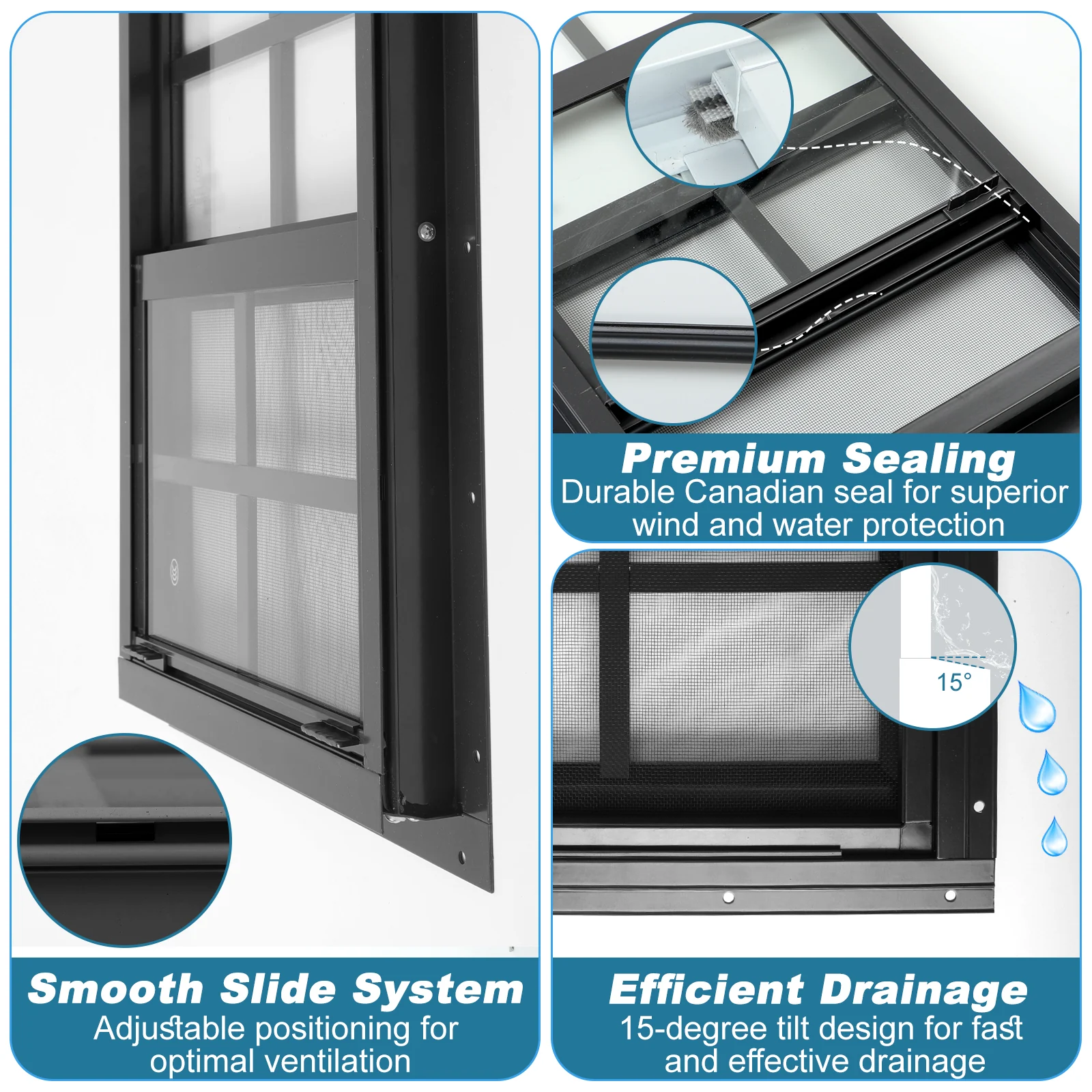 Black sliding window sealing and drainage details